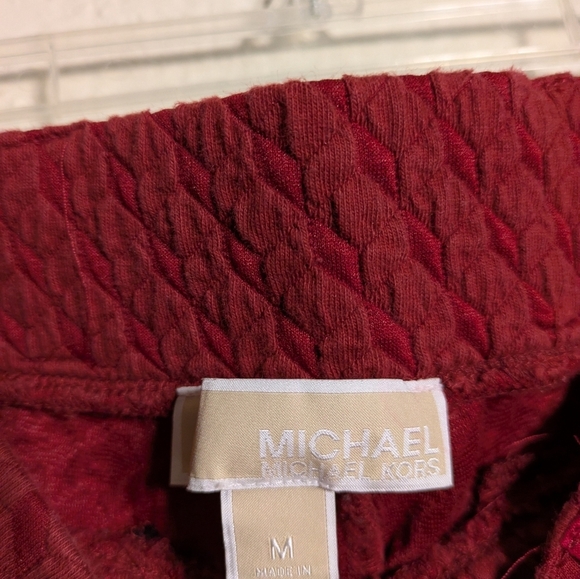 Michael Kors Elegant Red Textured Women's Pants Dize Medium Preown - Picture 6 of 8